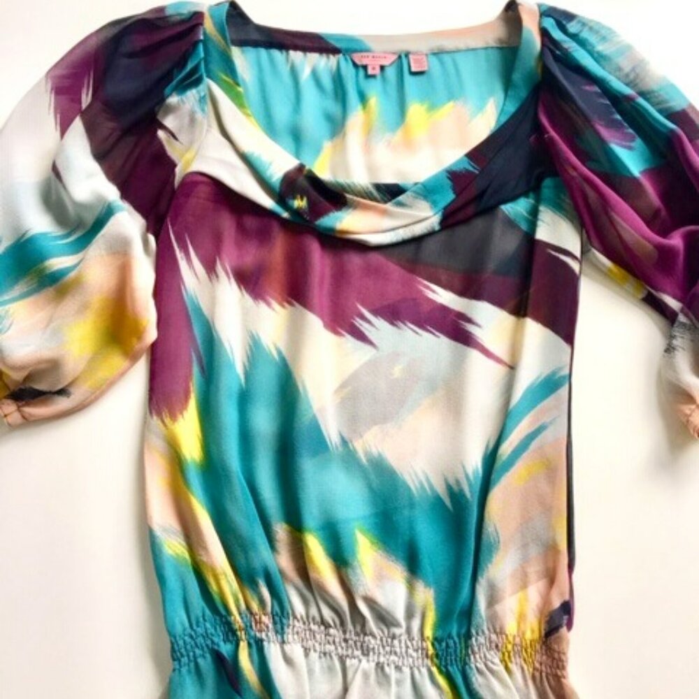 Ted Baker multicolored silk blouse size xs